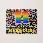 11誕生日:おもしろい、愛するハートシェイプ+「11」 ジグソーパズル (横)