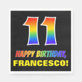 11誕生日:はっきりした,おもしろい,シンプル虹， 11 スタンダードランチョンナプキン (正面)