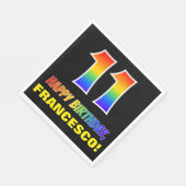 11誕生日:はっきりした,おもしろい,シンプル虹, 11 スタンダードランチョンナプキン (角)