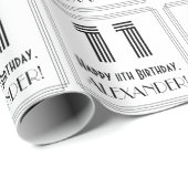 11誕生日:アールデコインスパイアスタイル「11」 +名前 ラッピングペーパー (ロールコーナー)