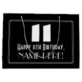 11誕生日~アールデコインスパイア見る"11" +名前 ラージペーパーバッグ (裏面)