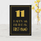 11誕生日~アールデコインスパイア見る"11" & Name カード (黄色い花)