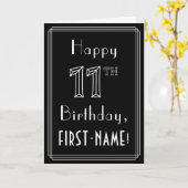 11誕生日:アールデコスタイル番号11および名前をカスタムする カード (黄色い花)