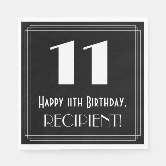 11誕生日~アールデコ見るインスパイア"11",名前 スタンダードランチョンナプキン (正面)
