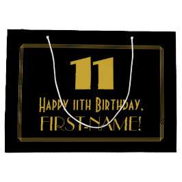 11誕生日:インスパイアアールデコの「11」の外観と名前 ラージペーパーバッグ