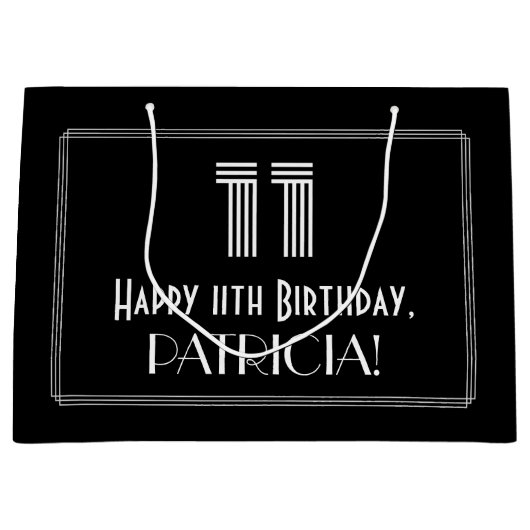 11誕生日:インスパイアアールデコの「11」の外観と名前 ラージペーパーバッグ (正面)