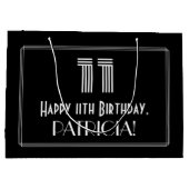 11誕生日:インスパイアアールデコの「11」の外観と名前 ラージペーパーバッグ (裏面)