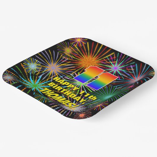 11誕生日:カラフルおもしろい祝賀花火 ペーパープレート (傾斜あり)