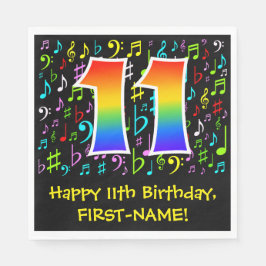 11誕生日-カラフル音楽シンボル、レインボー11 スタンダードランチョンナプキン