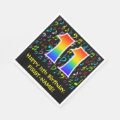 11誕生日-カラフル音楽シンボル、レインボー11 スタンダードランチョンナプキン (角)