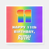 11誕生日: カラフル、おもしろいレインボーパターン# 11 スタンダードランチョンナプキン (正面)