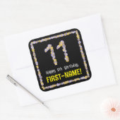 11誕生日:フローラ花数名前をカスタムする スクエアシール (封筒)