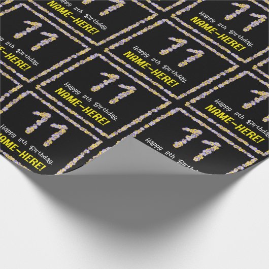 11誕生日:フローラ花数名前をカスタムする ラッピングペーパー (角)