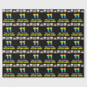 11誕生日：レインボー「11」、写真カスタムと名前 ラッピングペーパー (フラット)