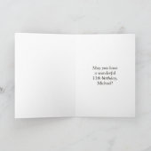 11誕生日:素朴ウッドルックフェイク、レインボー"11" カード (内部)