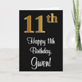 11誕生日~豪華エレガントなフェイク金ゴールドの外観 カード (正面)