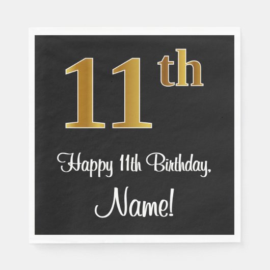 11誕生日~豪華エレガントなフェイク金ゴールドの外観 スタンダードランチョンナプキン (正面)