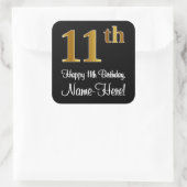 11誕生日 – 豪華エレガントなフェイク金ゴールドルック# スクエアシール (バッグ)