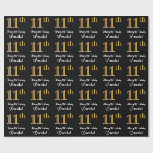 11誕生日:豪華エレガントなフェイク金ゴールドルック# ラッピングペーパー (フラット)