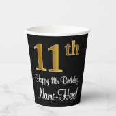 11誕生日 – 豪華エレガントなフェイク金ゴールドルック# 紙コップ (正面)