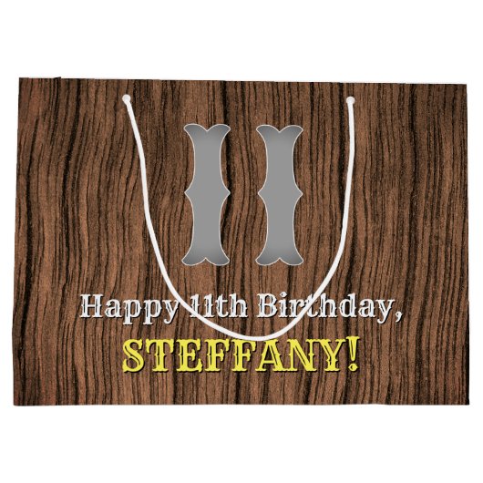 11誕生日: Country インスパイア Western Look, Name ラージペーパーバッグ (裏面)