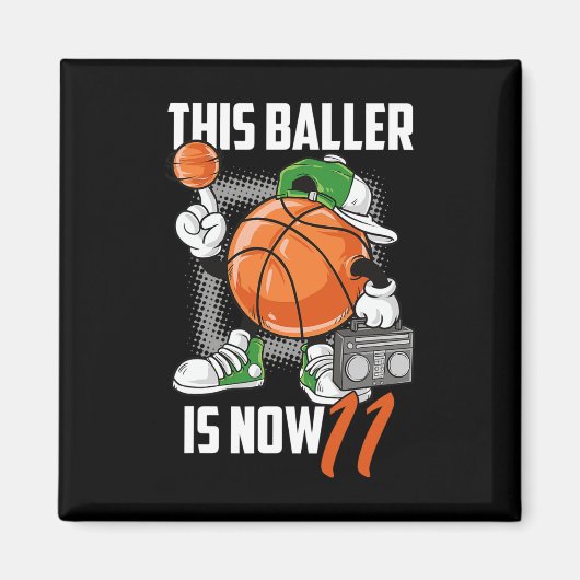 11誕生日Bysketbyllプレイヤーおもしろい11歳K マグネット (正面)