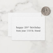 110ポンドの友人から29歳の誕生日を迎える ノートカード (正面/裏面インサイチュ)