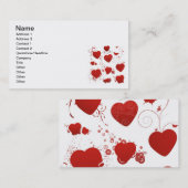 110個の赤いハート形状が蝶の翼を渦巻く 名刺 (正面/裏面)