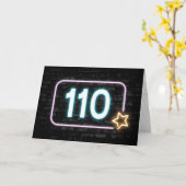 110誕生日ネオンサイン入りレンガ壁 カード (黄色い花)