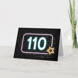110誕生日ネオンサイン入りレンガ壁 カード