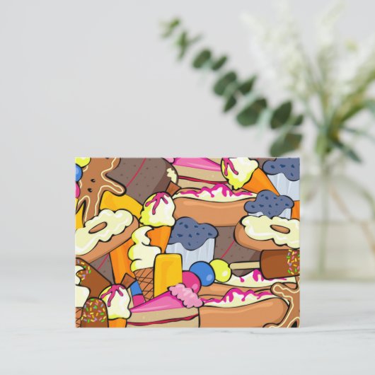 1104甘いベーキングドウナッツマフィをデザートを扱う ポストカード (スタンド正面)