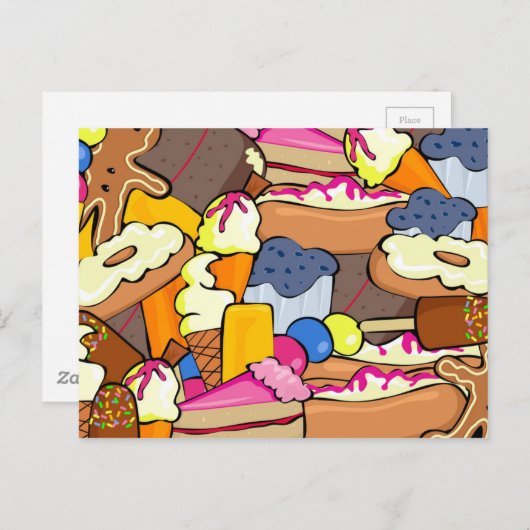 1104甘いベーキングドウナッツマフィをデザートを扱う ポストカード (正面/裏面)