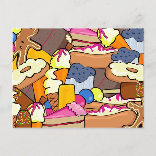 1104甘いベーキングドウナッツマフィをデザートを扱う ポストカード (正面)