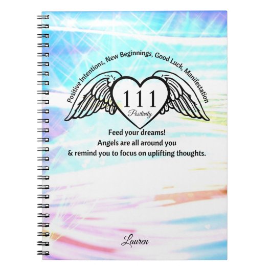 111 Angel Number Gratitude Journal | Name Notebook ノートブック (正面)