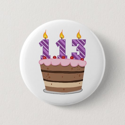 113歳お誕生日ケーキ 缶バッジ (正面)