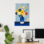 1131強さとフローラミニマリズムの穏やかさ – こんにちは ポスター (ホームオフィス)