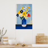 1131強さとフローラミニマリズムの穏やかさ – こんにちは ポスター (キッチン)