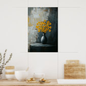 1135強さとフローラミニマリズムの穏やかさ – こんにちは ポスター (キッチン)