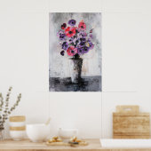 1136強さとフローラミニマリズムの穏やかさ – こんにちは ポスター (キッチン)