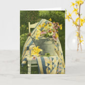 1138キルト悔やみや弔慰カード上の散水缶 カード (黄色い花)