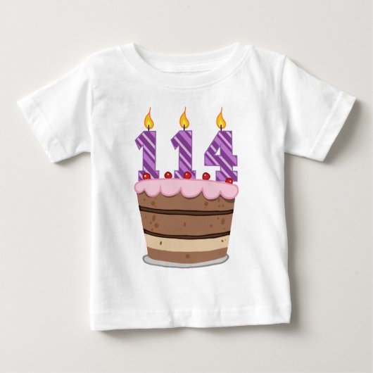 114歳のお誕生日ケーキ ベビーTシャツ (正面)