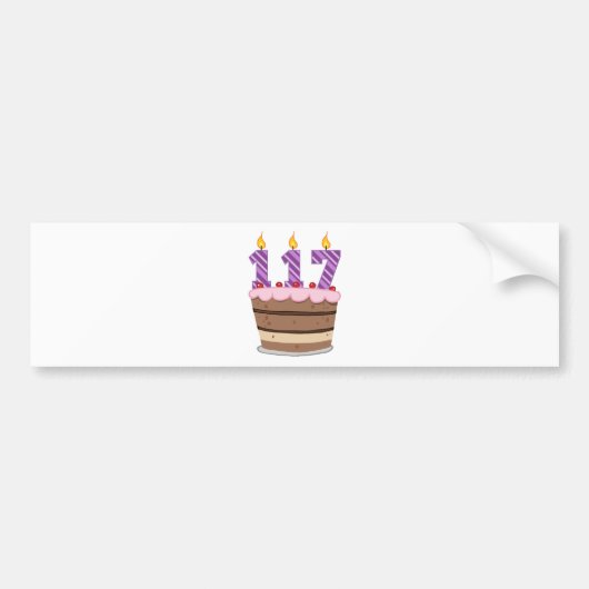 117歳のお誕生日ケーキ バンパーステッカー (正面)