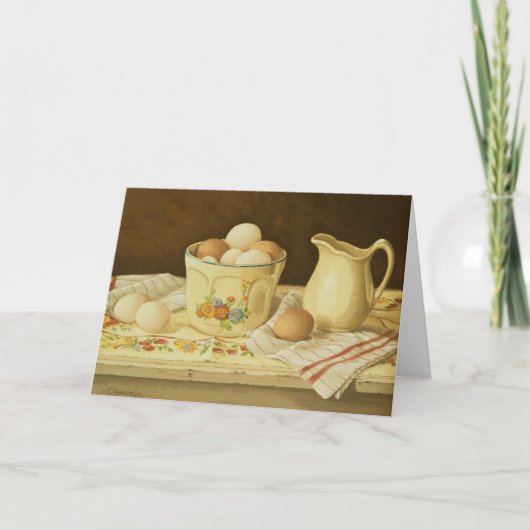 1175 Bowl of Eggs & Pitcher Greeting Card（卵とピッチャーの カード (正面)