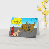 1188 私の犬のドアが私を太って見せるのかな カートゥーン カード (黄色い花)