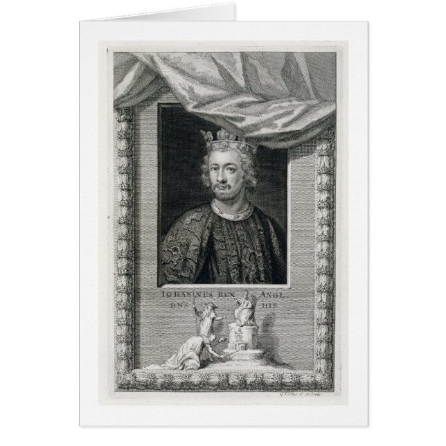 1199年からの、engravジョンの(1167-1216年の)イギリス国王 (正面)
