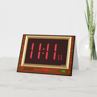 11:11の時計の(赤い)挨拶状 カード