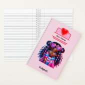 11 African American Girl Writing Supplies Students ノートブック (内側)