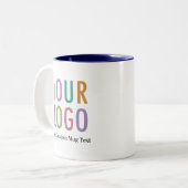 11 ozネイビーブルーインナーコーヒーマグネーム会社のロゴ ツートーンマグカップ (正面左)