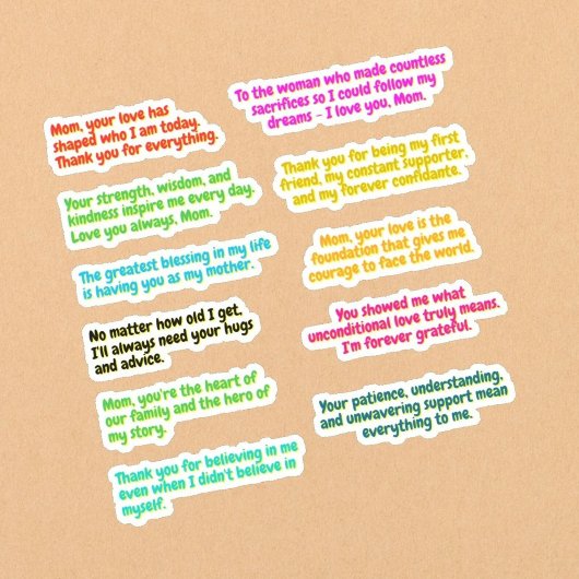 11 PCS - Message Stickers for Moms (Love引用文) シール