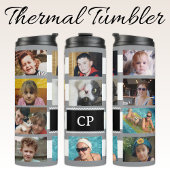 11 photo collage initials grey white タンブラー